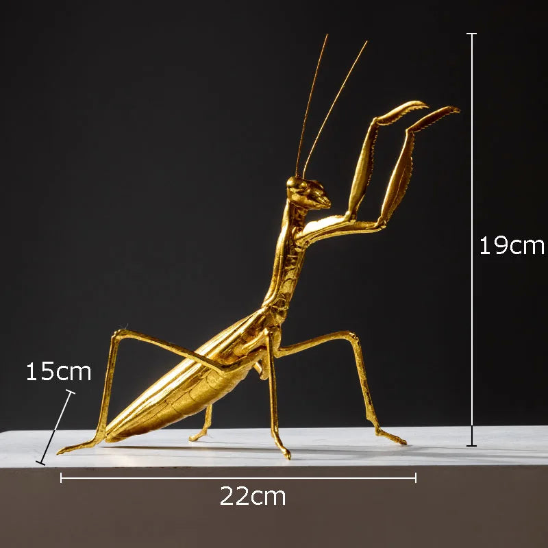 Mantis/Cricket Golden Insect Statue Desk Decoration Honeybee Sculpture Simulated Insect Ornaments Living Room Furnishings