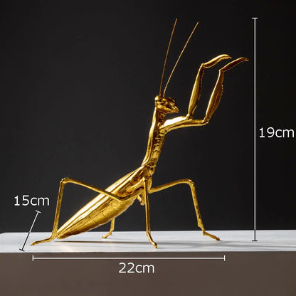 Mantis/Cricket Golden Insect Statue Desk Decoration Honeybee Sculpture Simulated Insect Ornaments Living Room Furnishings