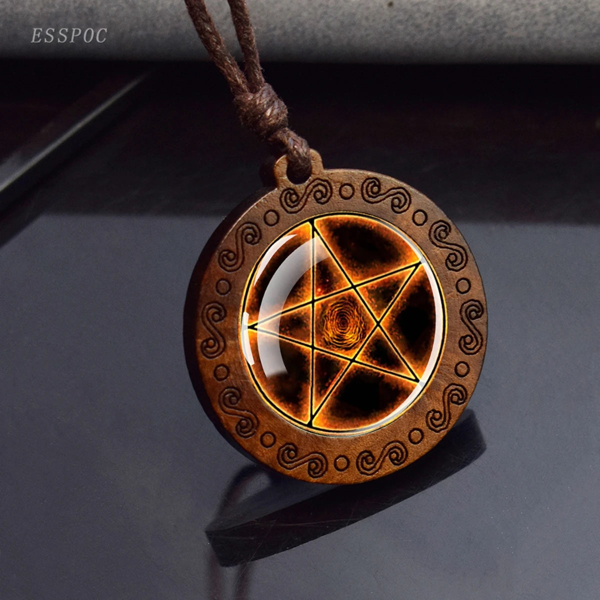 Triple Moon Goddess Glass Necklace 