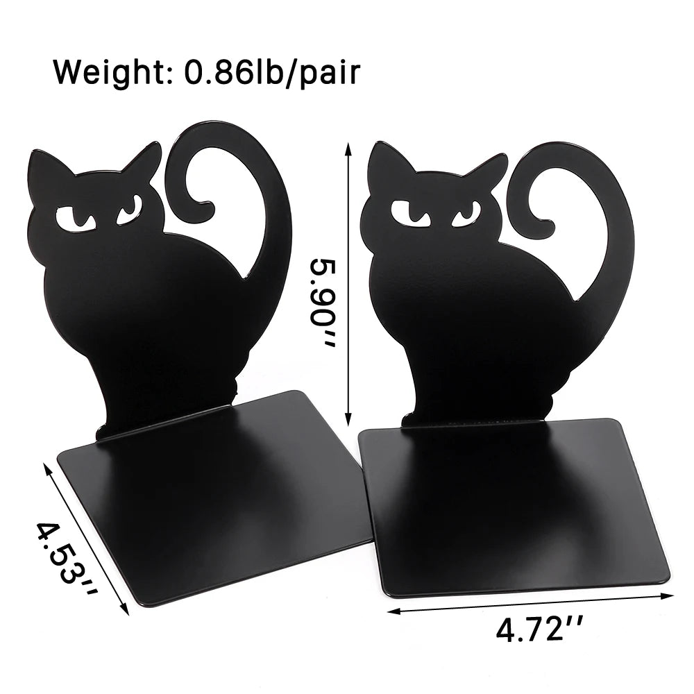 Black Cat Book Ends Heavy Book Stand Shelf Book Rack Iron Bookends Stand Iron Organizer Book Home Desk Stationery