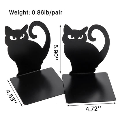 Black Cat Book Ends Heavy Book Stand Shelf Book Rack Iron Bookends Stand Iron Organizer Book Home Desk Stationery