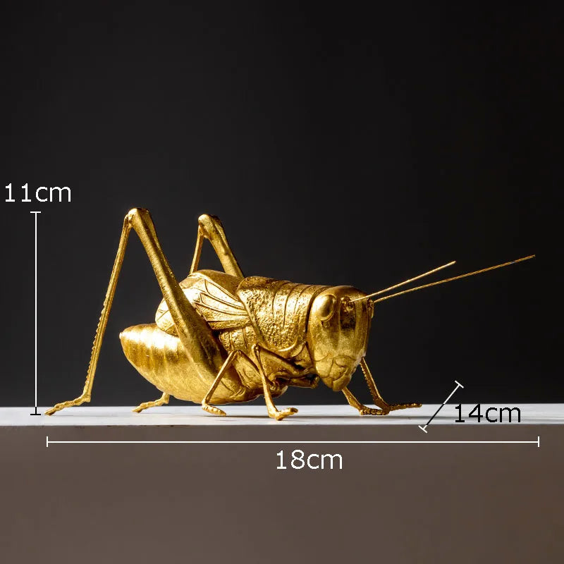 Mantis/Cricket Golden Insect Statue Desk Decoration Honeybee Sculpture Simulated Insect Ornaments Living Room Furnishings