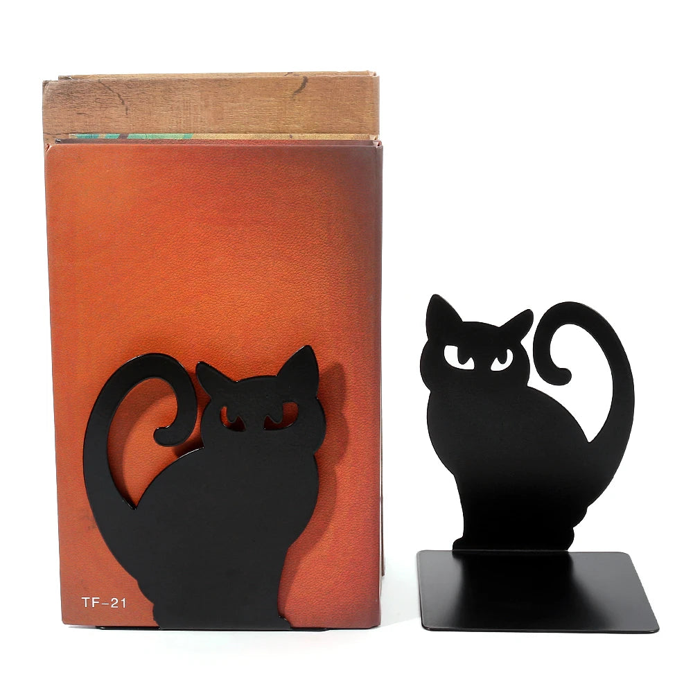 Black Cat Book Ends Heavy Book Stand Shelf Book Rack Iron Bookends Stand Iron Organizer Book Home Desk Stationery