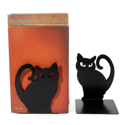 Black Cat Book Ends Heavy Book Stand Shelf Book Rack Iron Bookends Stand Iron Organizer Book Home Desk Stationery
