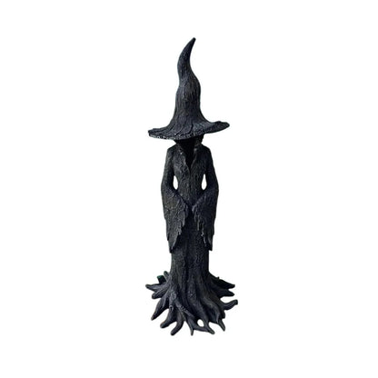 Retro Style Halloween Witch Statue Black Resin