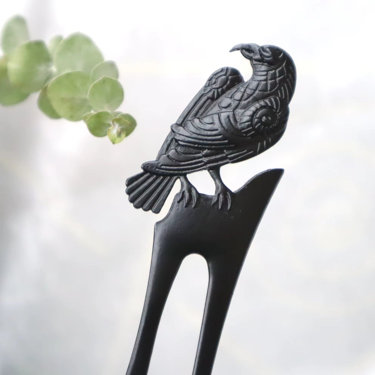 Raven Hair Stick Reversible Hairpin