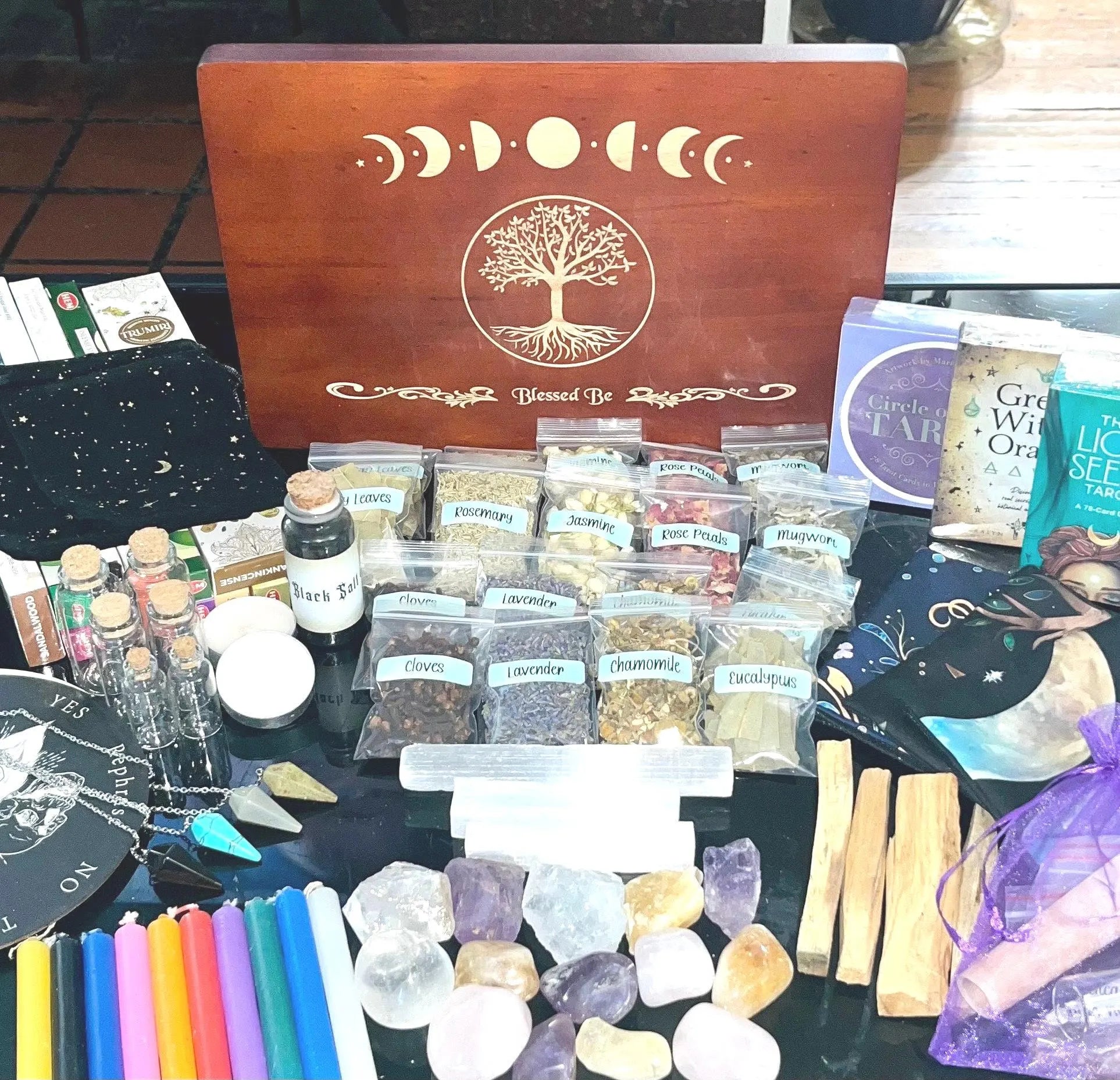 Beginner Witch Kit: Crystals, Herbs, Candles & Altar Cloth