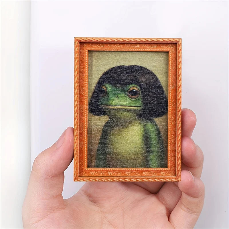 1Pc Mini Wooden Photo Frame Frog Fridge Magnet