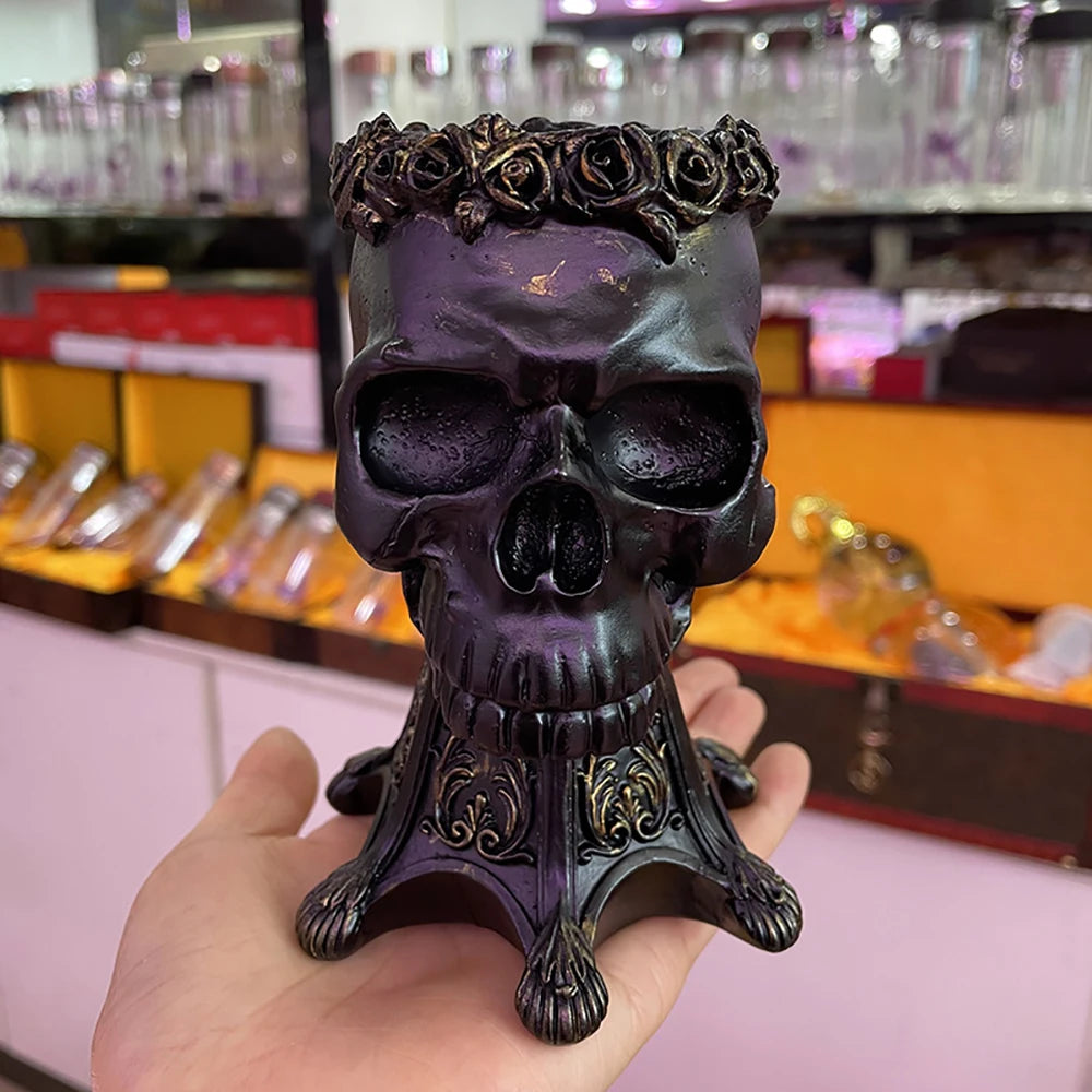 Carved Skull Stand for Crystal Ball Base Holder Environmental Resin Figurines Display Statue Home Ornament for 50-100Mm Sphere