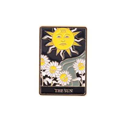 Tarot Enamel Pins Custom Sun Moon Stars Gothic Skeleton Lover Brooches Lapel Badges Bag Punk Dark Witch Jewelry Gift for Kids
