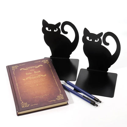 Black Cat Book Ends Heavy Book Stand Shelf Book Rack Iron Bookends Stand Iron Organizer Book Home Desk Stationery