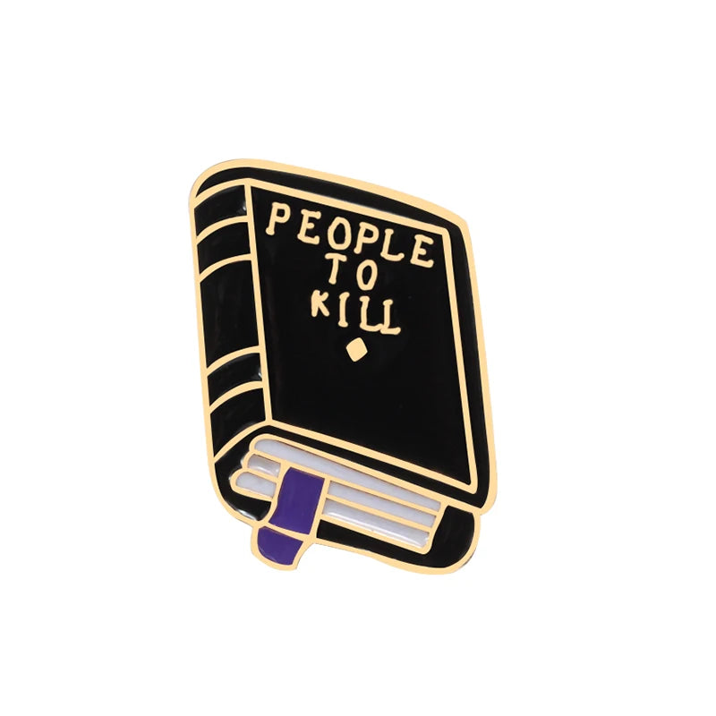 Black Punk Magic Book Enamel Pins Funny Library Books Brooches Backpack Clothes Metal Lapel Pin Badges Jewelry Gifts for Friends