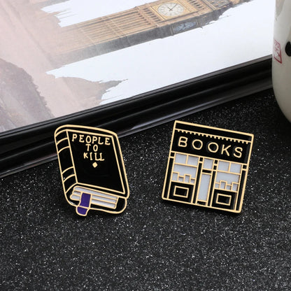 Black Punk Magic Book Enamel Pins Funny Library Books Brooches Backpack Clothes Metal Lapel Pin Badges Jewelry Gifts for Friends