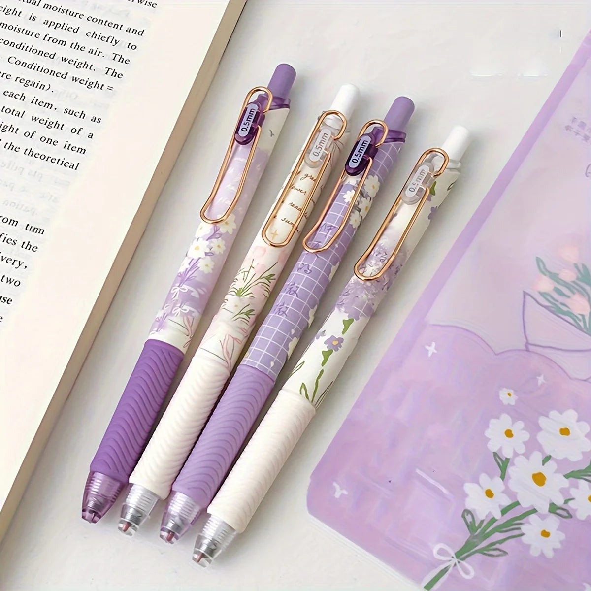 4Pcs Floral Gel Pens