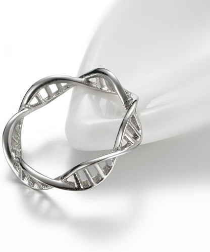 Women'S Stainless Steel DNA Ring Chemistry Science Molecule Twist Rope Helix Band Silver, Rose-Gold, Gold