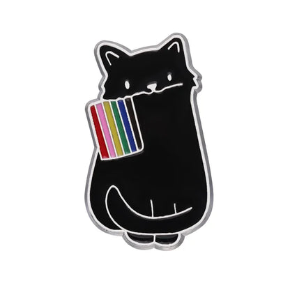 Rainbow Flag LGBT Enamel Pins Cute Black White Cat Pride Brooches Lapel Badges Cartoon Animal Jewelry Gifts for Lovers Friends