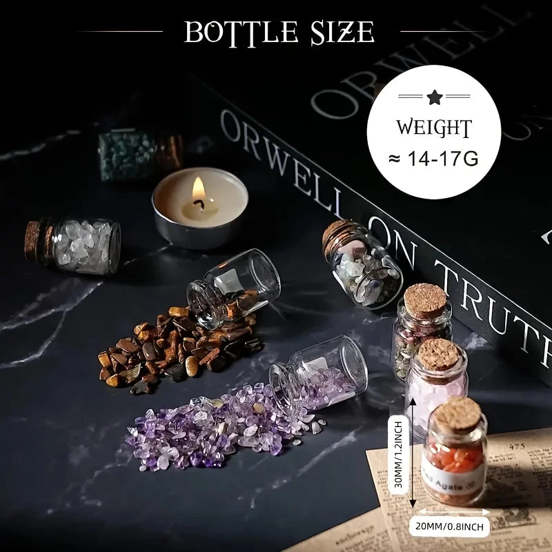 12Pcs Crystal Gemstone Chip Bottles