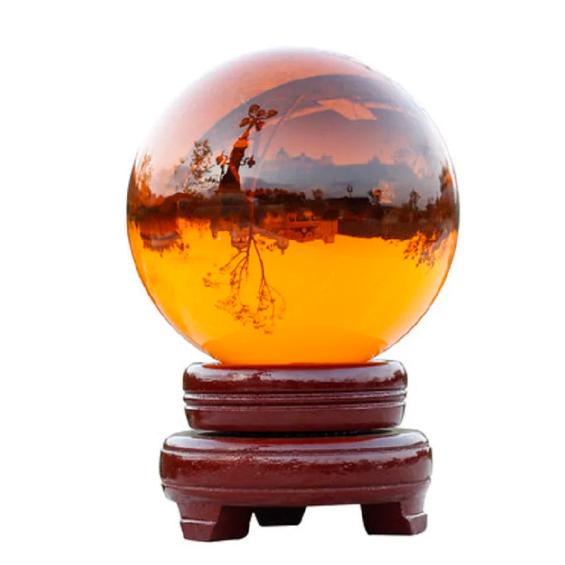 30Mm-100Mm Amber Crystal Ball Asian Rare Obsidian Sphere Crystal Ball Healing Stone Decor Feng Shui