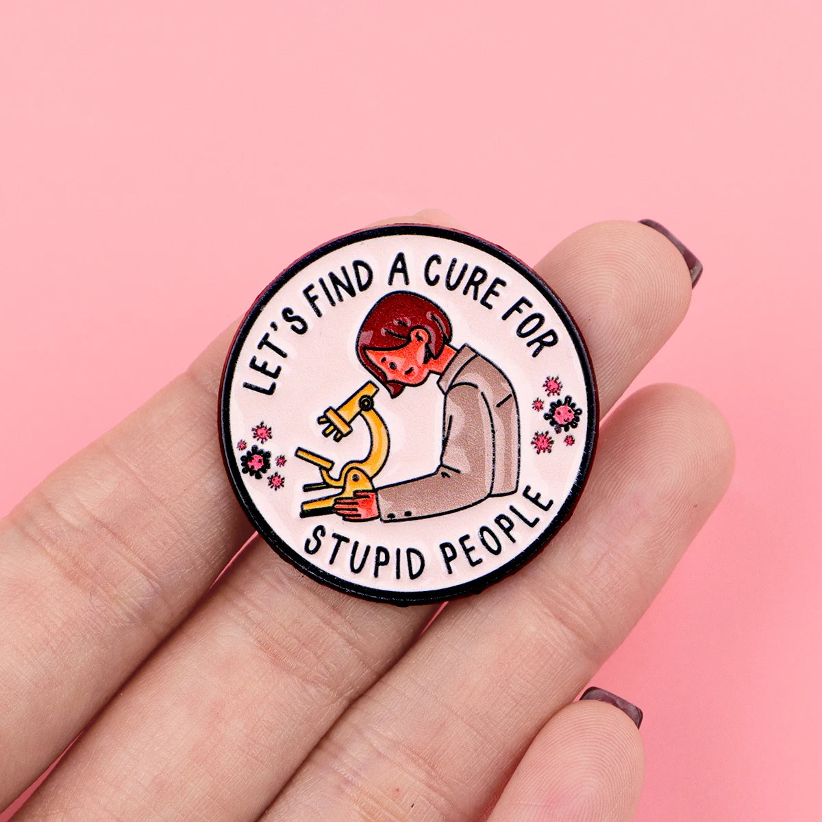 Funny Scientist Enamel Pin Lapel Pins "Stupid People" Science Brooches for Women Fashion Jewelry Accessories Friends Gift