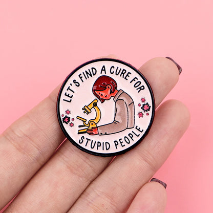 Funny Scientist Enamel Pin Lapel Pins "Stupid People" Science Brooches for Women Fashion Jewelry Accessories Friends Gift