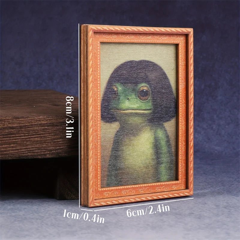 1Pc Mini Wooden Photo Frame Frog Fridge Magnet