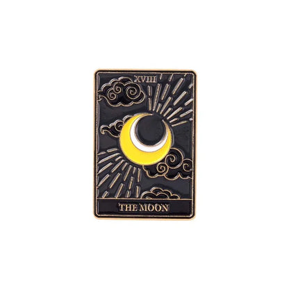 Tarot Enamel Pins Custom Sun Moon Stars Gothic Skeleton Lover Brooches Lapel Badges Bag Punk Dark Witch Jewelry Gift for Kids