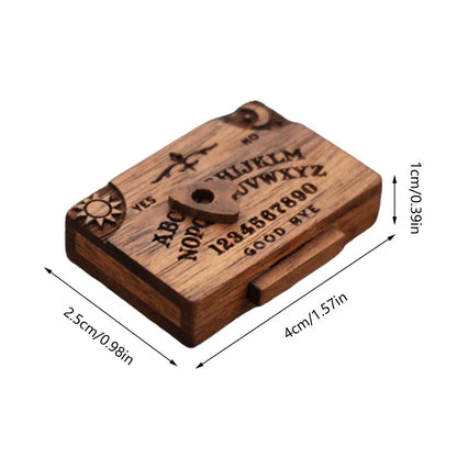 Mini Ouija Board Retro Miniature Spirit Board with Drawer Wooden Handmade Talking Spirit Board with Planchettes Divination Tools