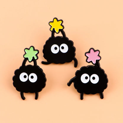 Cute Black Charcoal Enamel Pin Anime Elf Badges on Backpack Women'S Brooches Hat Lapel Pins Cosplay Accessories Toys Gifts