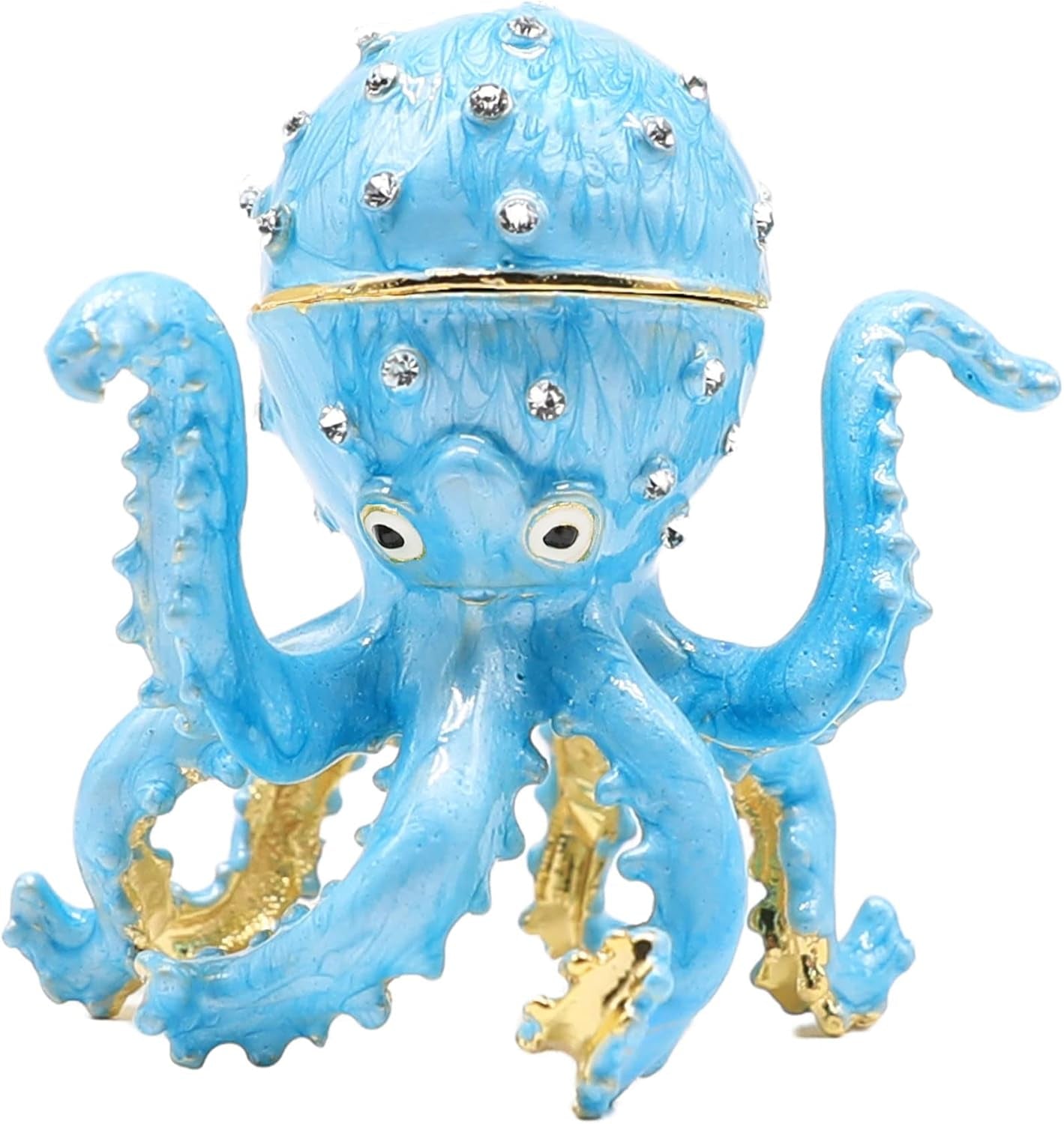 Hand Painted Enamel Octopus Ring Holder Trinket Box
