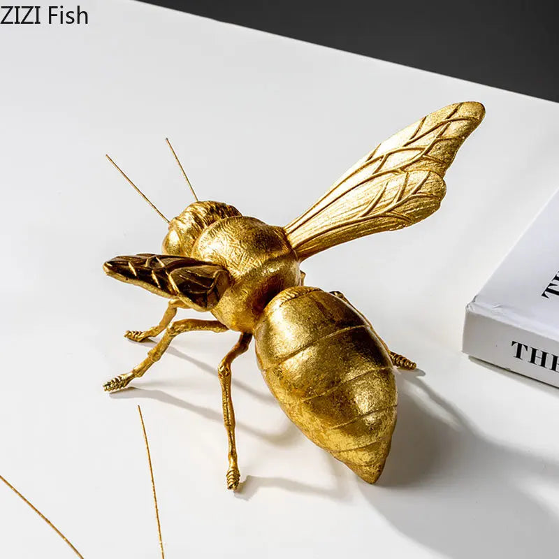 Mantis/Cricket Golden Insect Statue Desk Decoration Honeybee Sculpture Simulated Insect Ornaments Living Room Furnishings