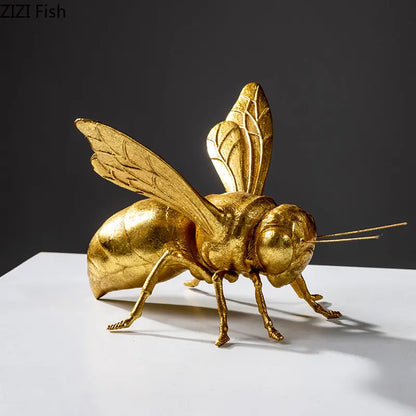 Mantis/Cricket Golden Insect Statue Desk Decoration Honeybee Sculpture Simulated Insect Ornaments Living Room Furnishings