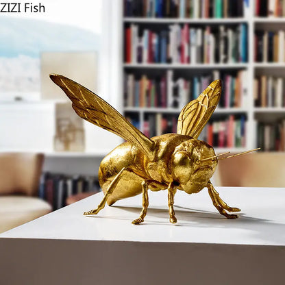 Mantis/Cricket Golden Insect Statue Desk Decoration Honeybee Sculpture Simulated Insect Ornaments Living Room Furnishings