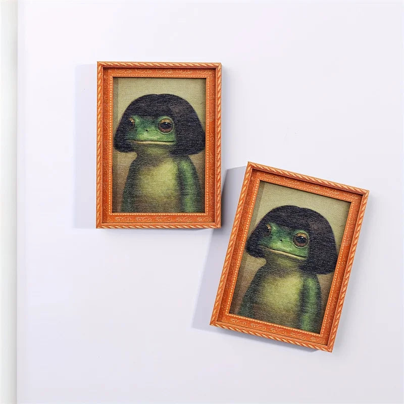 1Pc Mini Wooden Photo Frame Frog Fridge Magnet