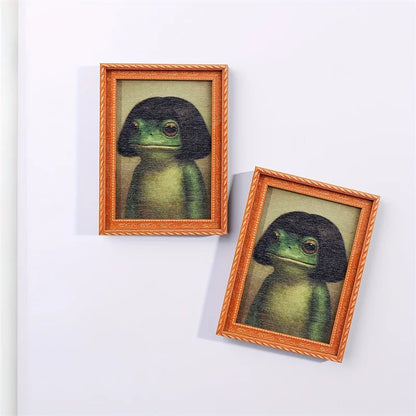 1Pc Mini Wooden Photo Frame Frog Fridge Magnet