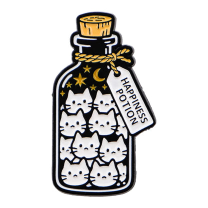 Cute Bottle Cat Enamel Pin Cartoon Brooch Pines Lapel Pins Badge on Backpack Clothing Accessories Animal Jewelry Friends Gifts