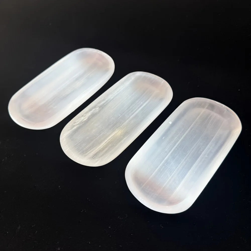 Natural Selenite Bowl White Gypsum Crystal Stone Reiki Healing Moroccan Mineral Specimen Craft Home Decoration Bowl Plate Gift
