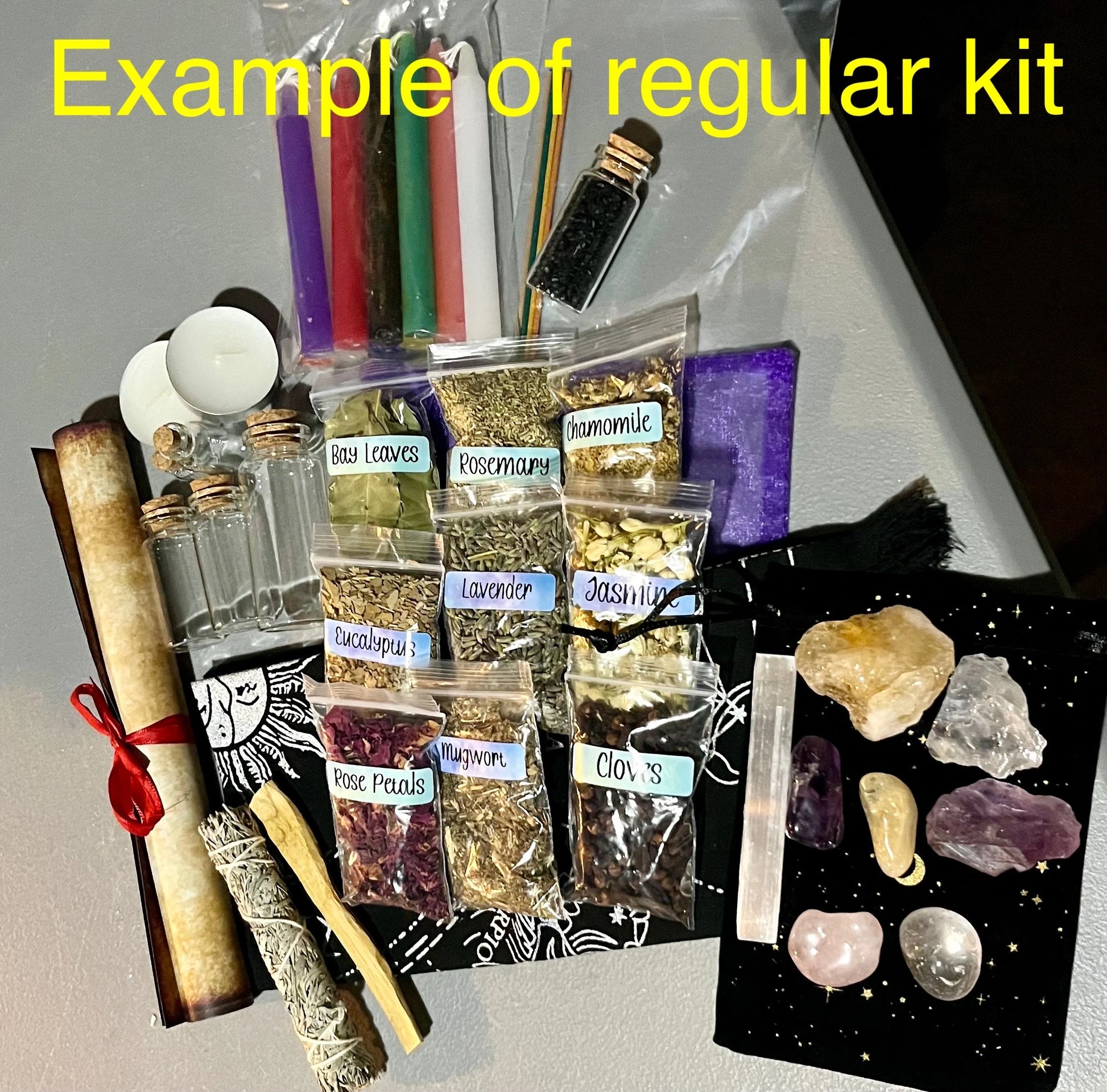 Beginner Witch Kit: Crystals, Herbs, Candles & Altar Cloth