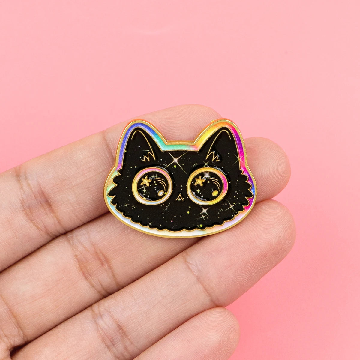 Kawaii Enamel Pin Cute Black Cat Brooch Pines Lapel Pins Badge on Backpack Clothing Accessories Animal Jewelry Friends Gifts