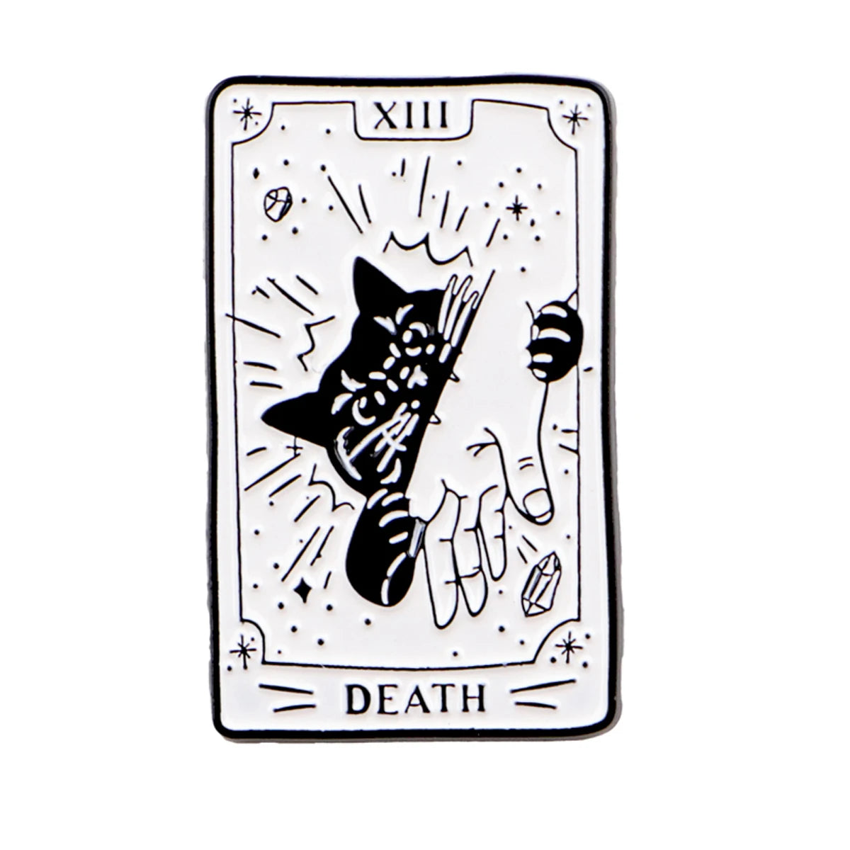 Black Cat Tarot Card Enamel Pin Brooch Pines Lapel Pins Badge on Backpack Clothing Accessories Halloween Jewelry Friends Gifts