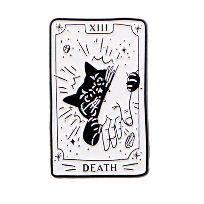 Black Cat Tarot Card Enamel Pin Brooch Pines Lapel Pins Badge on Backpack Clothing Accessories Halloween Jewelry Friends Gifts