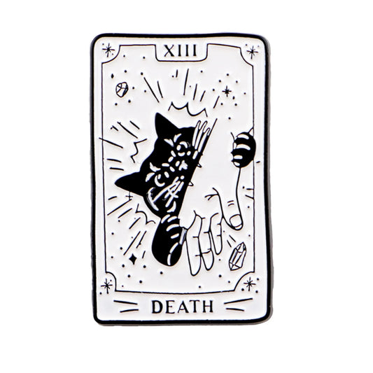 Black Cat Tarot Card Enamel Pin Brooch Pines Lapel Pins Badge on Backpack Clothing Accessories Halloween Jewelry Friends Gifts