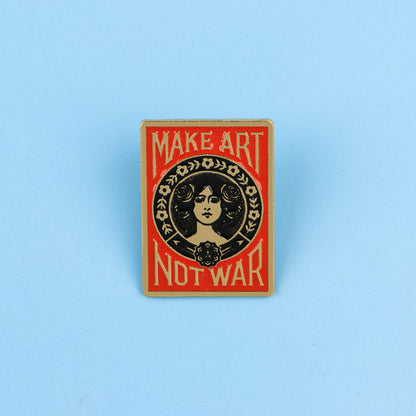 "MAKE ART NOT WAR" Enamel Pin Feminism Brooch Lapel Pins Badge on Backpack Clothing Accessories Fashion Jewelry Friends Gifts