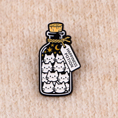 Cute Bottle Cat Enamel Pin Cartoon Brooch Pines Lapel Pins Badge on Backpack Clothing Accessories Animal Jewelry Friends Gifts