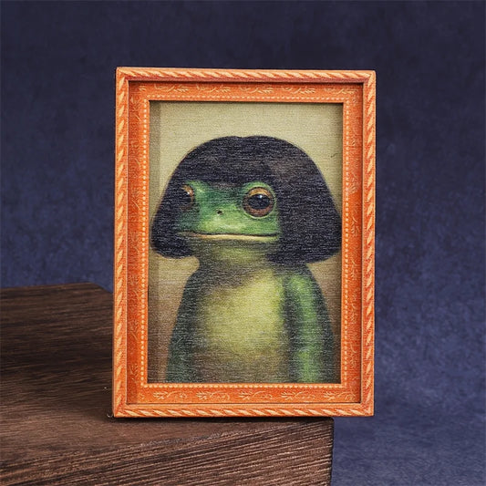 1Pc Mini Wooden Photo Frame Frog Fridge Magnet
