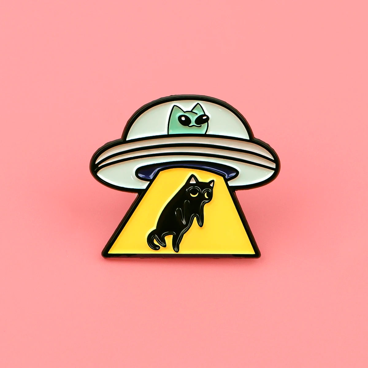 UFO Alien Enamel Pin Black Cat Badges on Backpack Brooches for Women Men Lapel Pins Cosplay Accessories Toys Gift