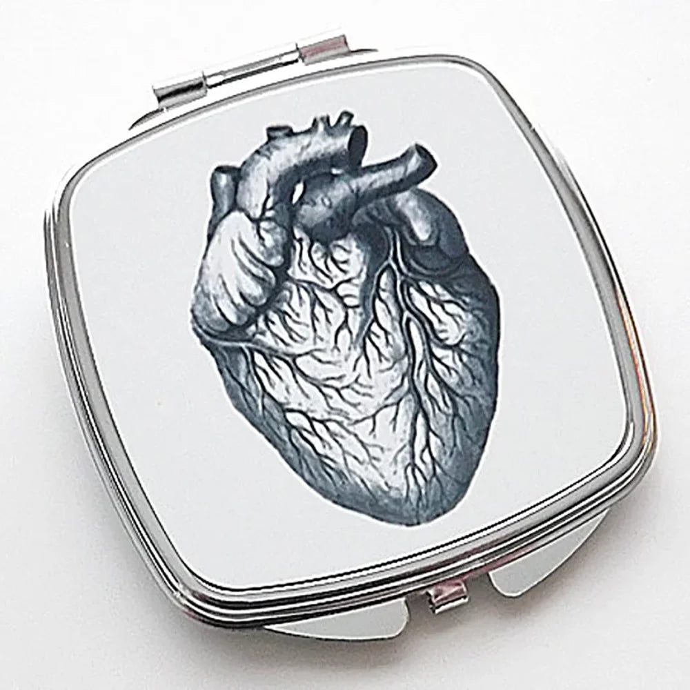 Goth Anatomical Heart Skull Anatomy Compact Mirror