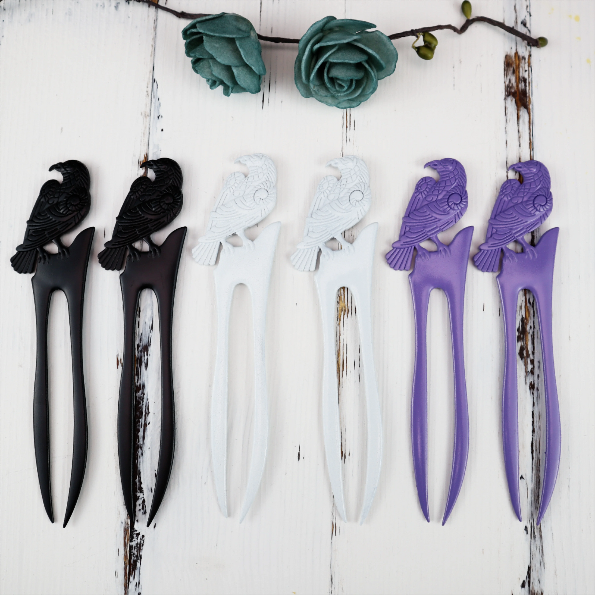 Raven Hair Stick Reversible Hairpin