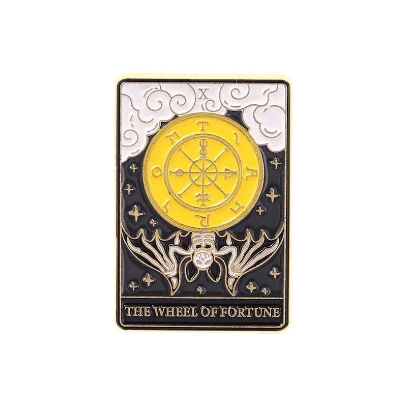Tarot Enamel Pins Custom Sun Moon Stars Gothic Skeleton Lover Brooches Lapel Badges Bag Punk Dark Witch Jewelry Gift for Kids