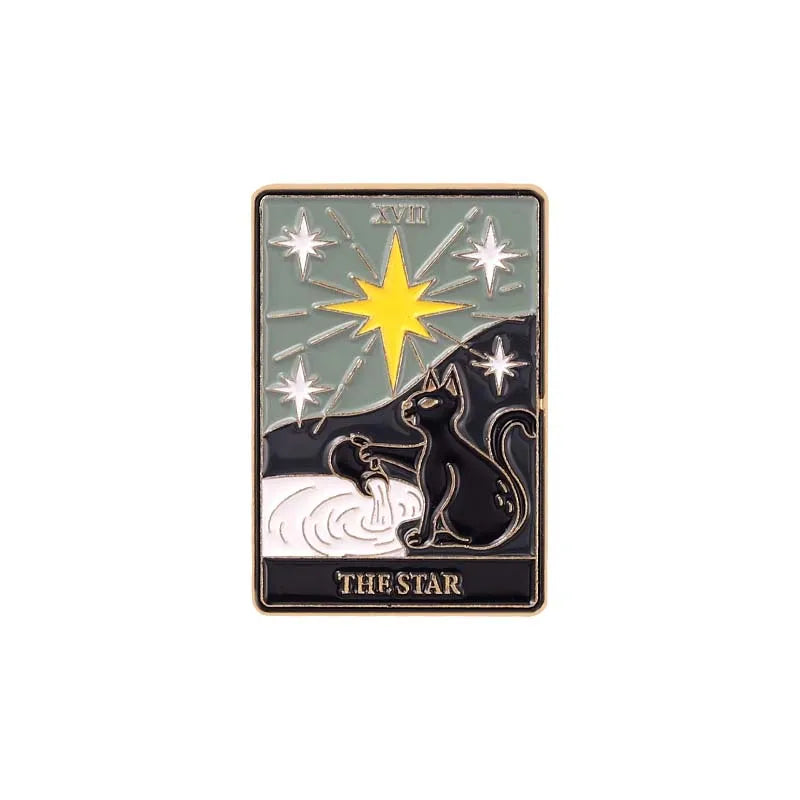 Tarot Enamel Pins Custom Sun Moon Stars Gothic Skeleton Lover Brooches Lapel Badges Bag Punk Dark Witch Jewelry Gift for Kids