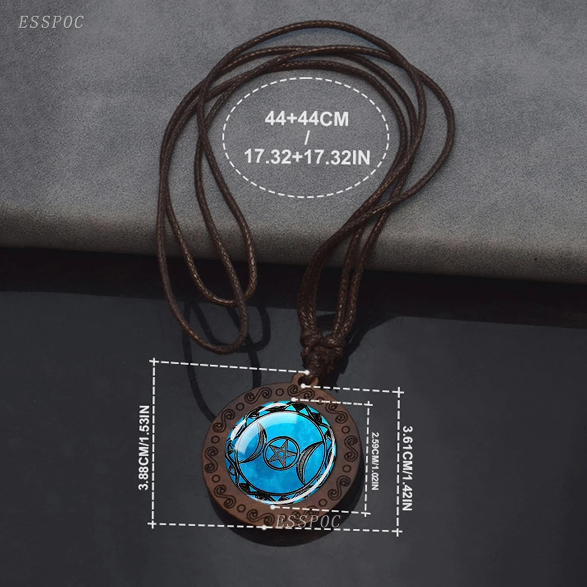 Triple Moon Goddess Glass Necklace 